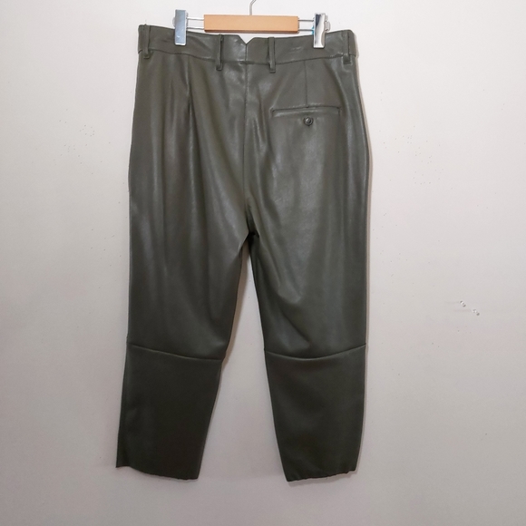 H&M Khaki Coloured Faux Leather Pants - Picture 5 of 6
